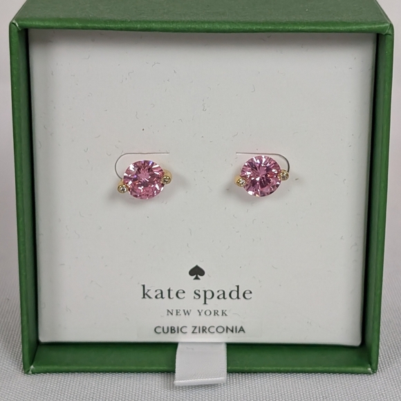 Kate Spade New York Pink CZ Brilliant State Earrings Rhinestone Studs NWT In Box - Picture 3 of 6